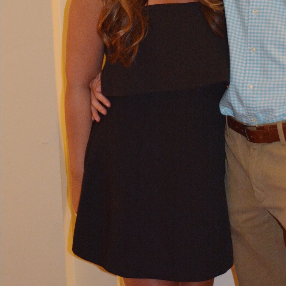 Black strapless dress. LBD.